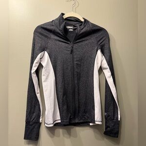 Gray and White Athletic Zip-Up Jacket